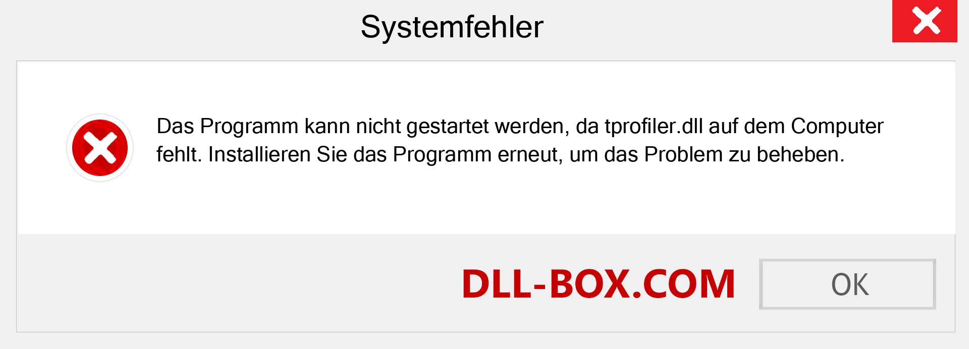 tprofiler.dll-Datei fehlt?. Download für Windows 7, 8, 10 - Fix tprofiler dll Missing Error unter Windows, Fotos, Bildern